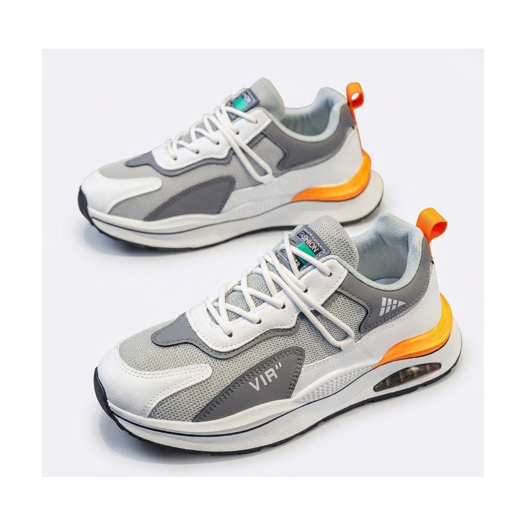 Beige and Gray Mesh Sneakers for Men