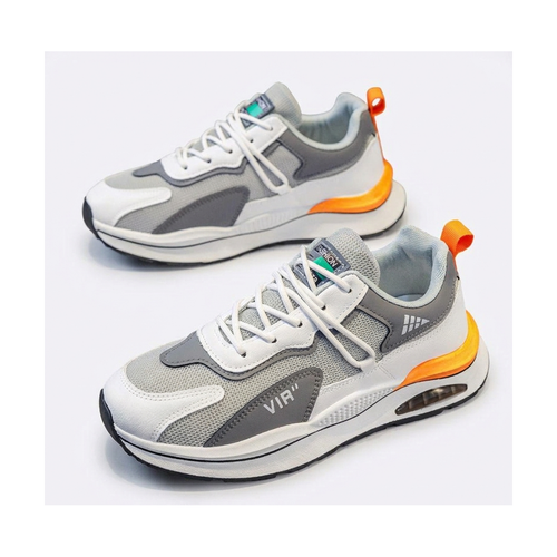 Beige and Gray Mesh Sneakers for Men