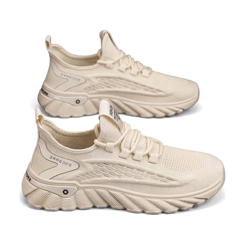 Beige & Navy Mesh Sneakers for Men