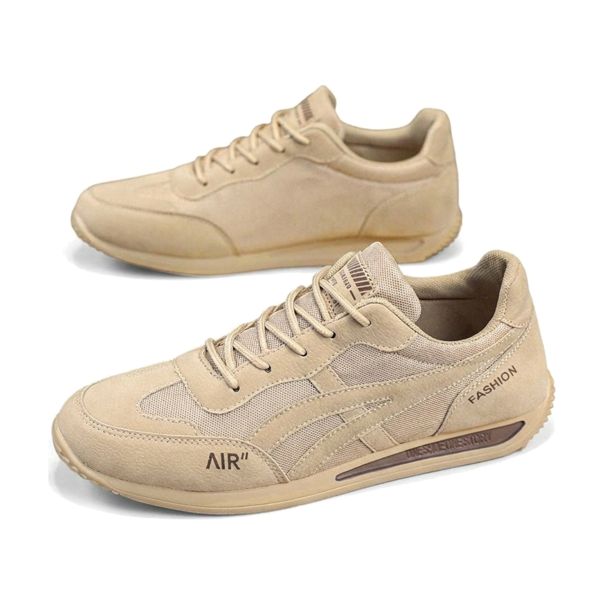 Men's Retro Mesh Sneakers in Beige, Gray & Sage