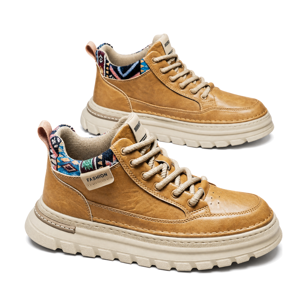 Men's Tan & Brown Platform High-Tops