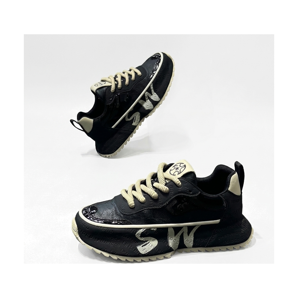 Men's Black, Gray & Navy Platform Sneakers
