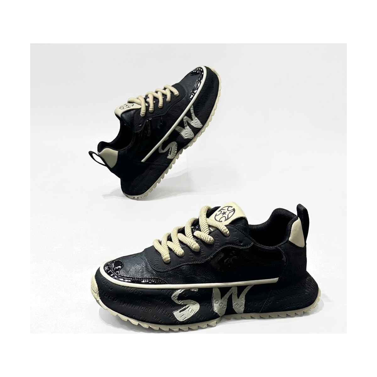 Men's Black, Gray & Navy Platform Sneakers