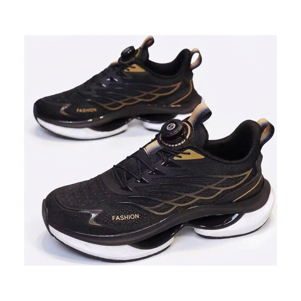Black, Navy & Beige Men's Running Shoes