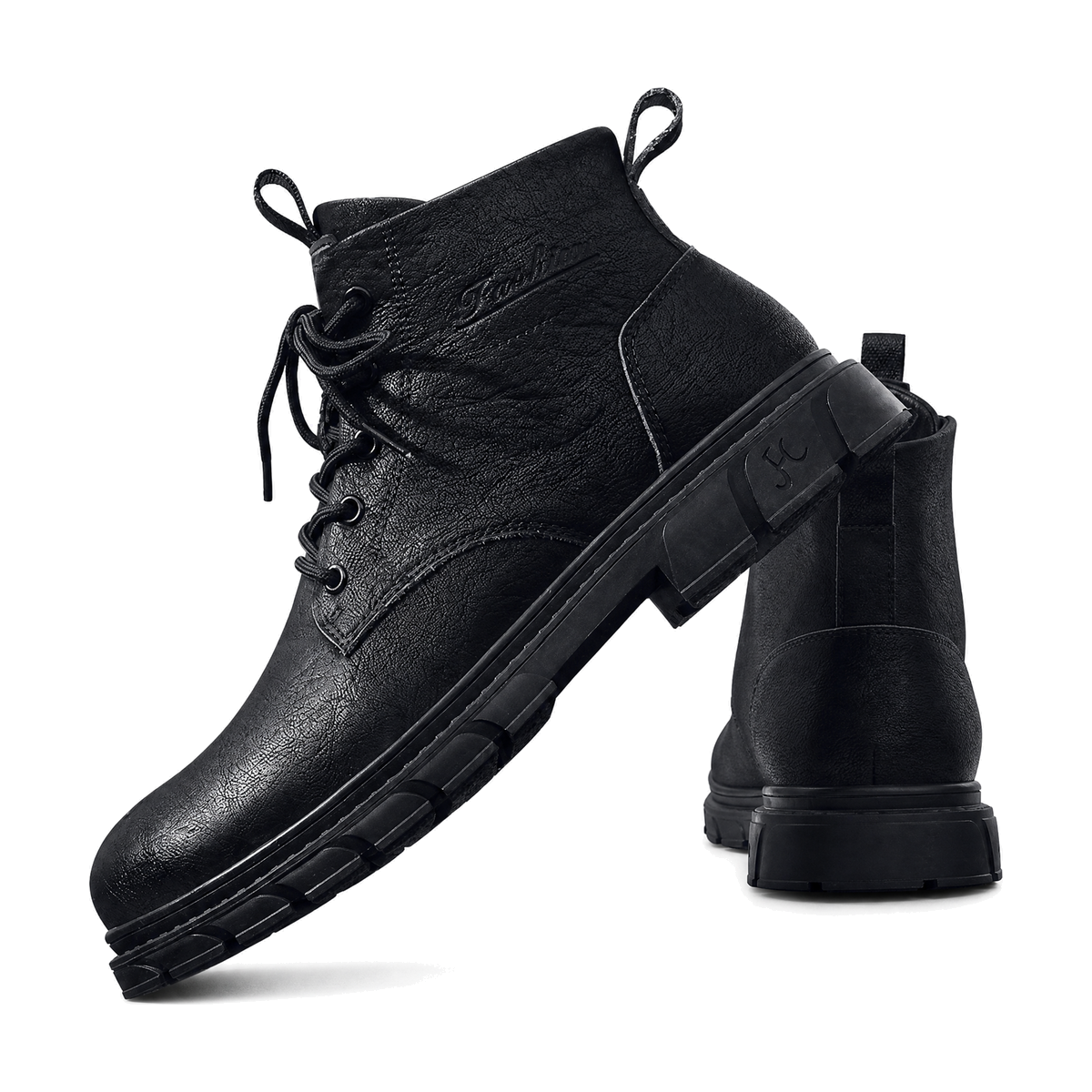 Men's Black and Olive Platform Boots