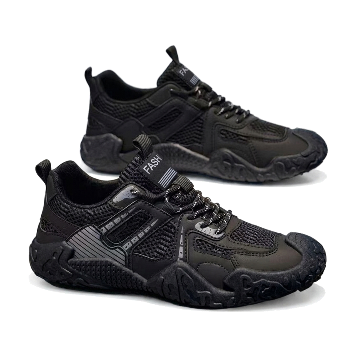 Men's Black and Navy Mesh Sneakers