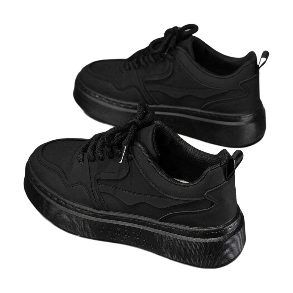 Men's Retro Platform Sneakers - Black, Tan & Navy