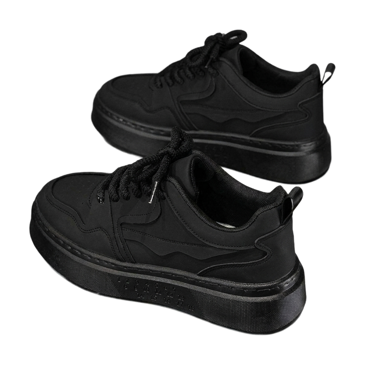 Men's Retro Platform Sneakers - Black, Tan & Navy