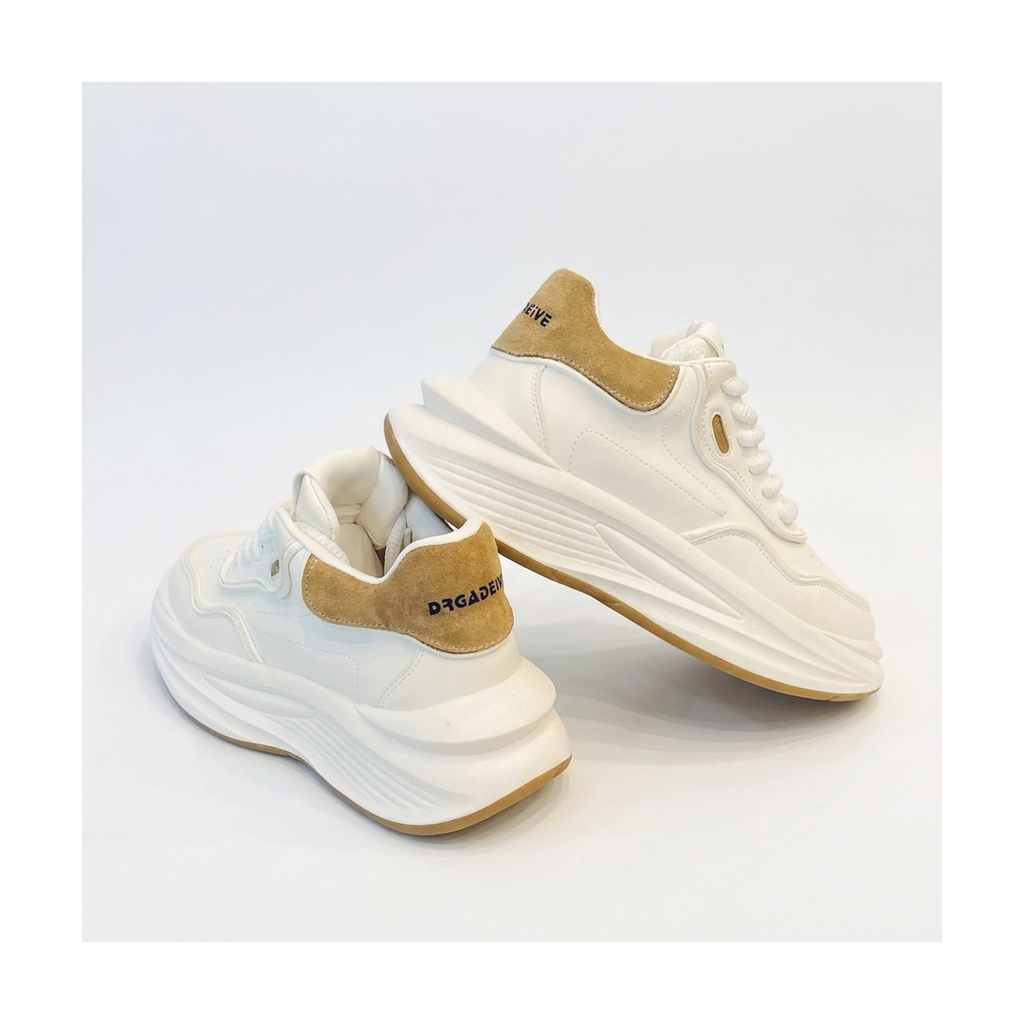 Men's Cream and Navy Platform Sneakers