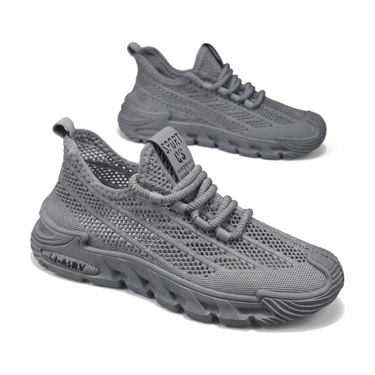 Gray, Black & Orange Men's Mesh Sneakers