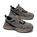 Men's Gray and Olive Mesh Outdoor Sneakers