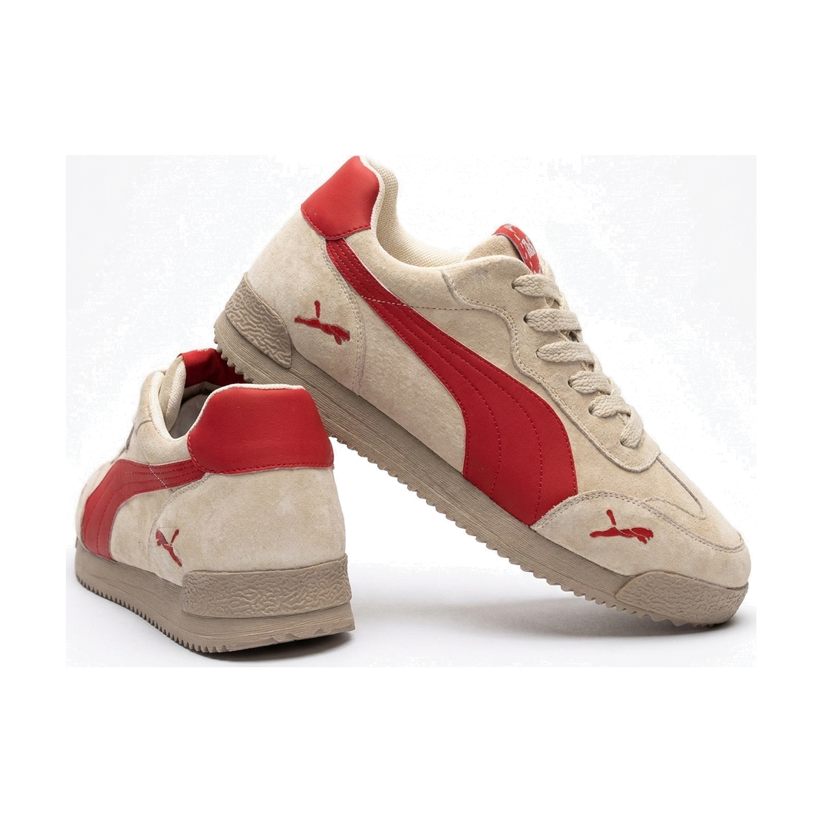 Men's Retro Running Sneakers in Gray and Olive