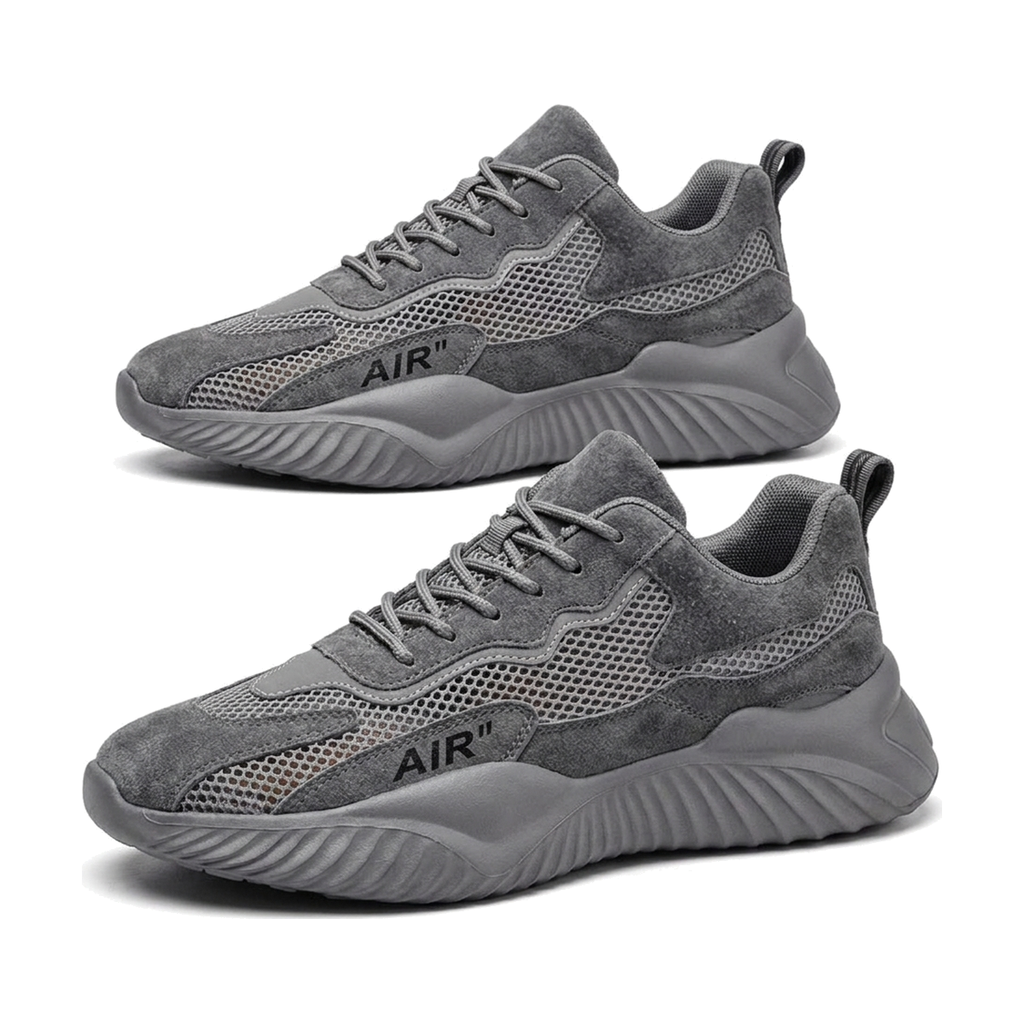 Gray, Purple & Beige Mesh Sneakers