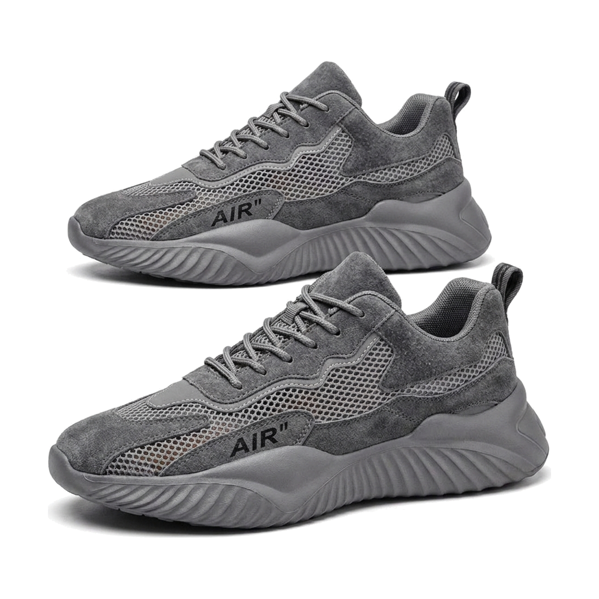 Gray, Purple & Beige Mesh Sneakers