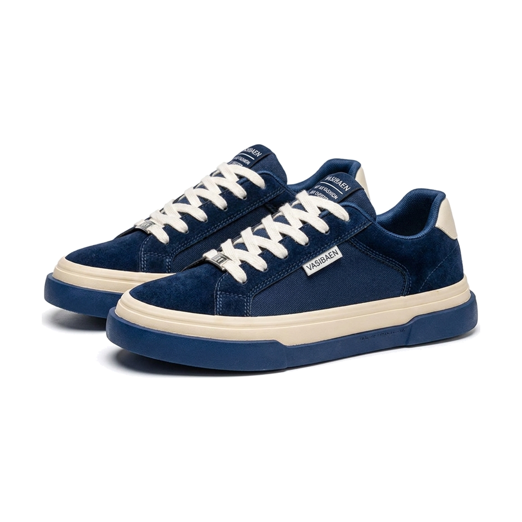 Navy, Black & Cream Canvas Sneakers