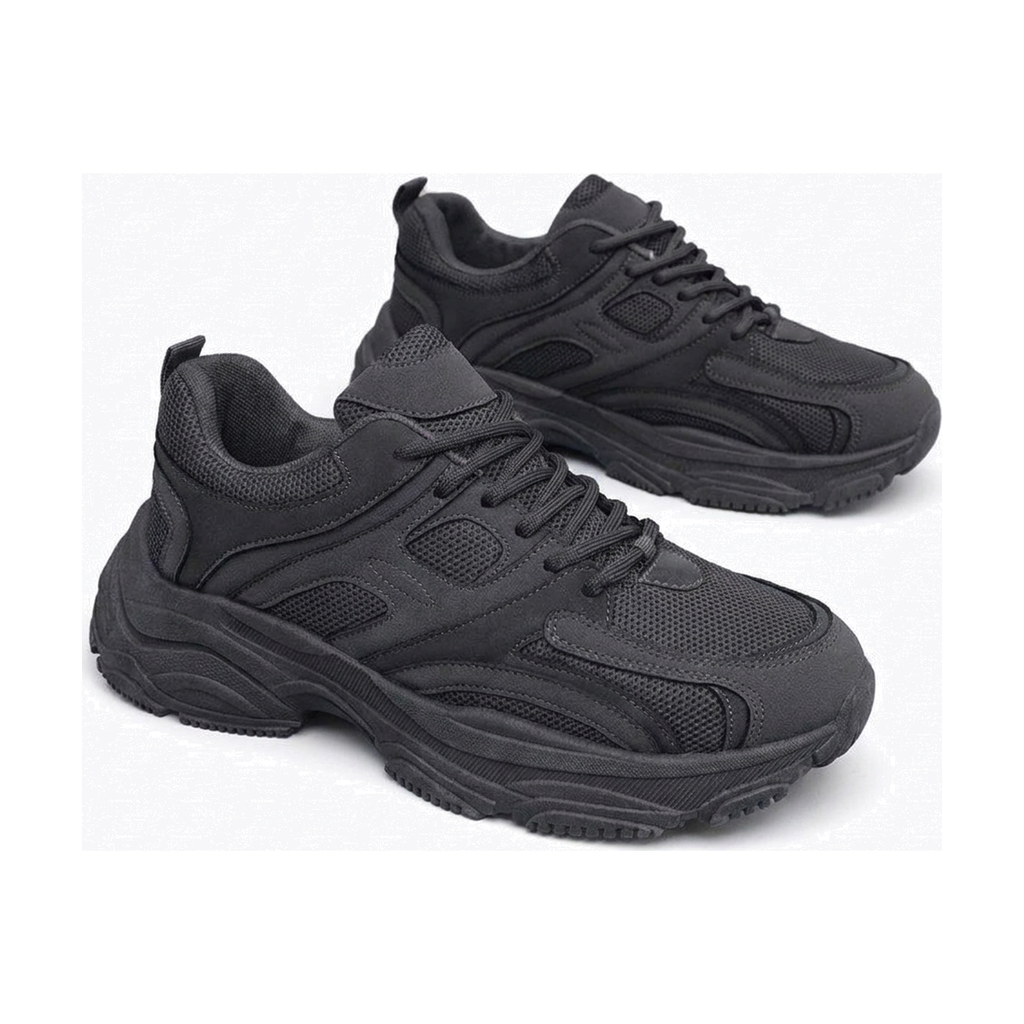 Men's Navy and Green Mesh Platform Sneakers