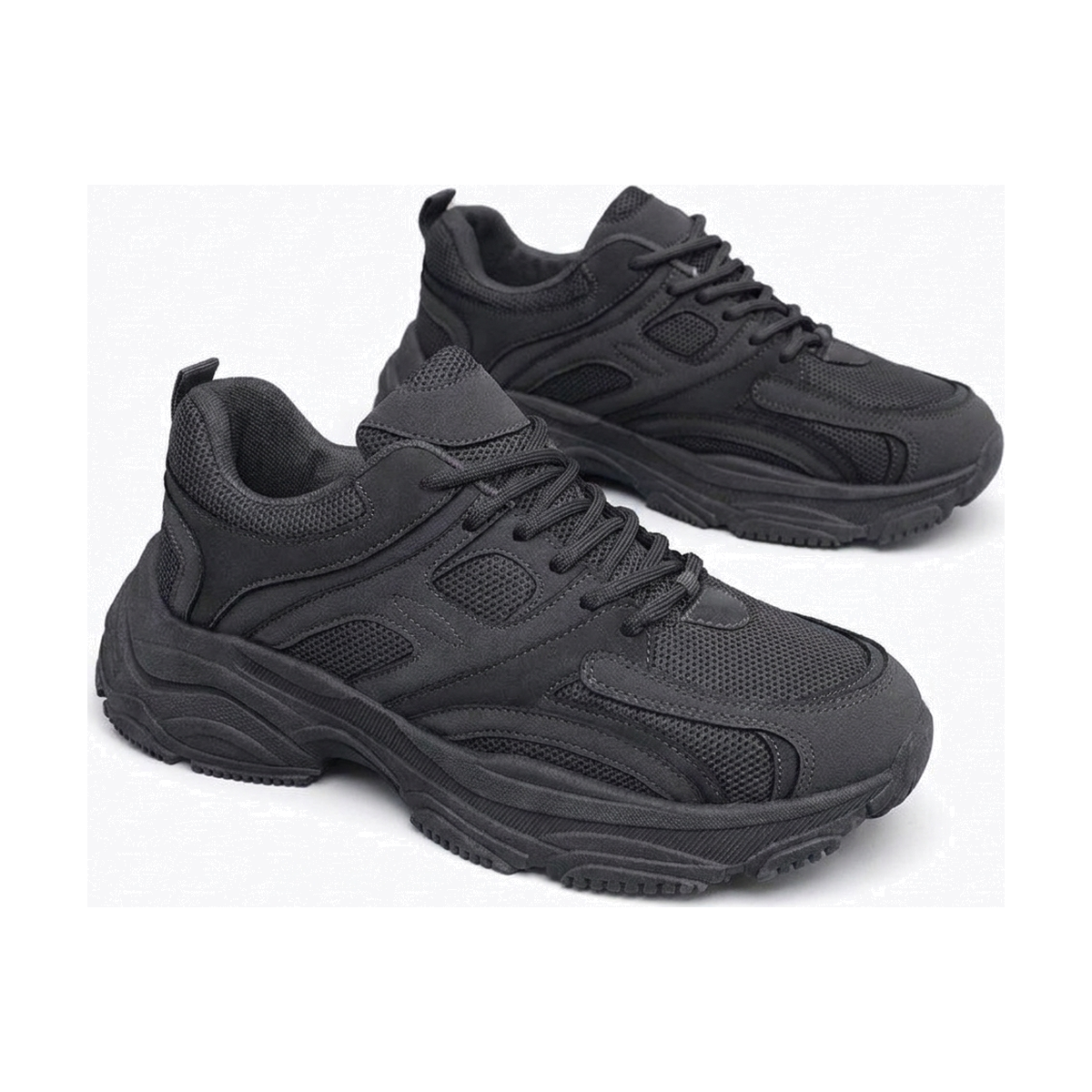 Men's Navy and Green Mesh Platform Sneakers