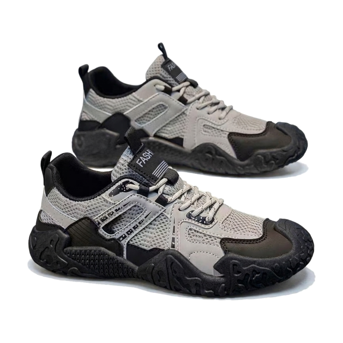 Men's Silver and Navy Outdoor Mesh Sneakers