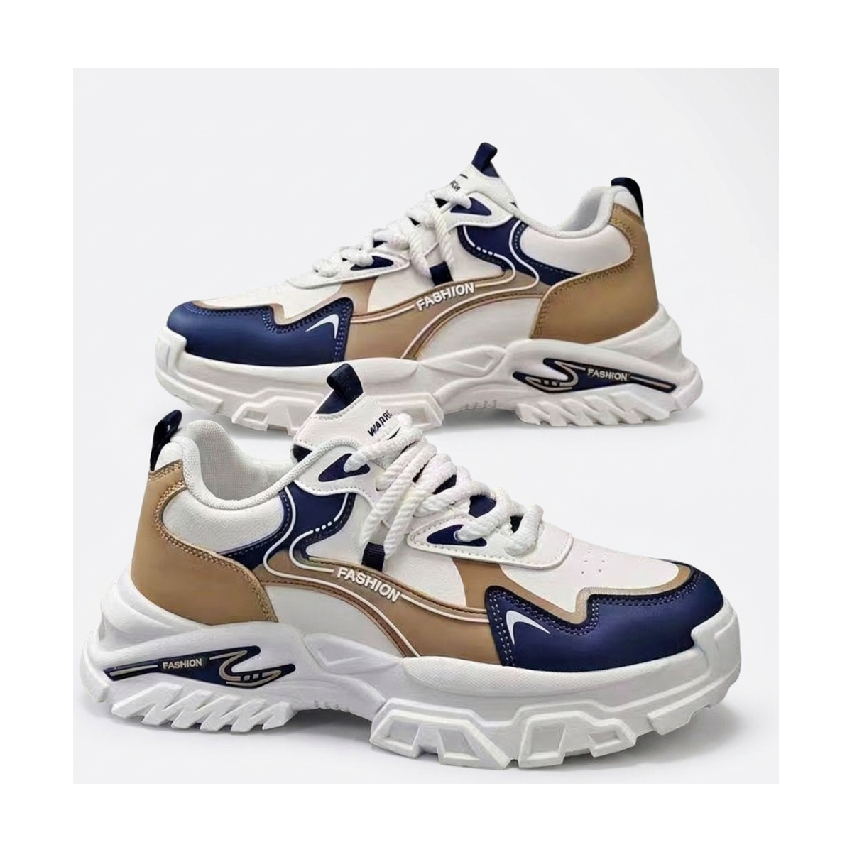 Silver & Navy Men's Platform Sneakers
