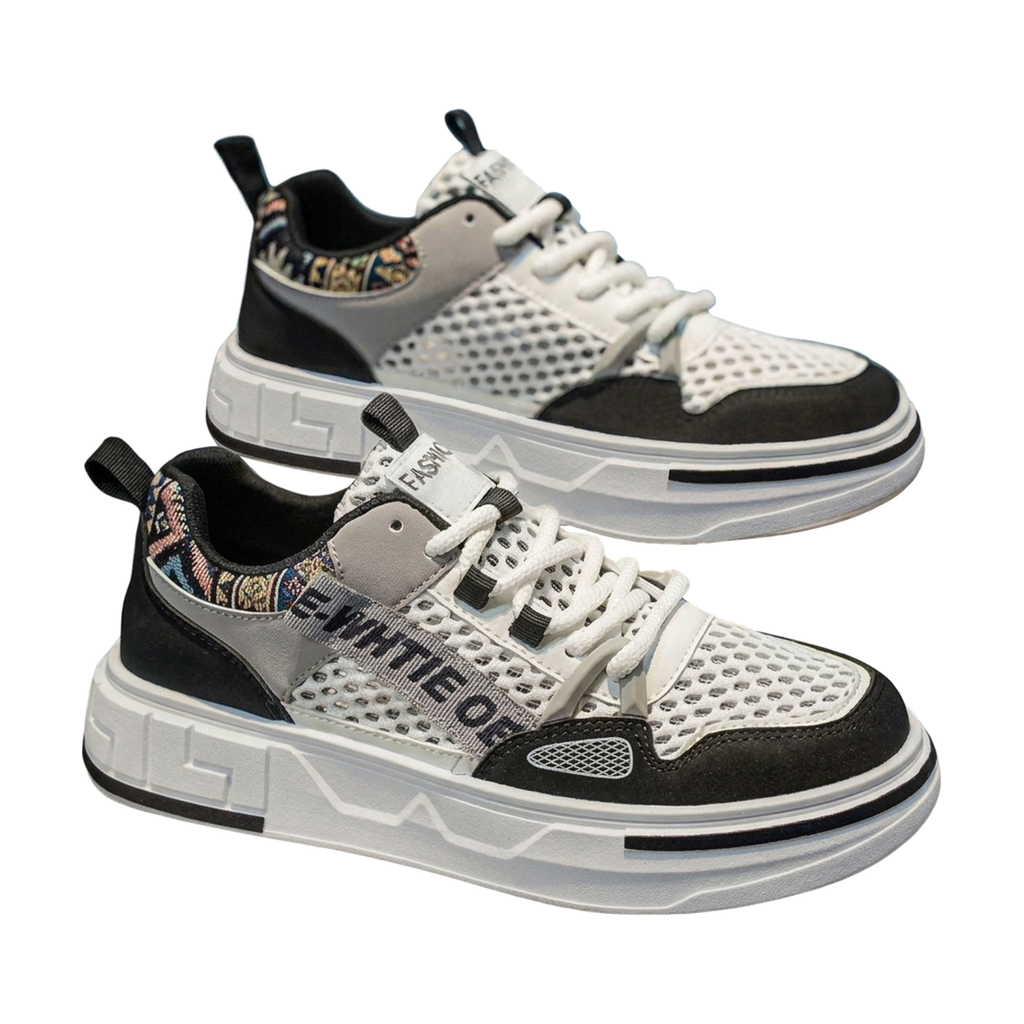 Silver & Gray Mesh Retro Trainers