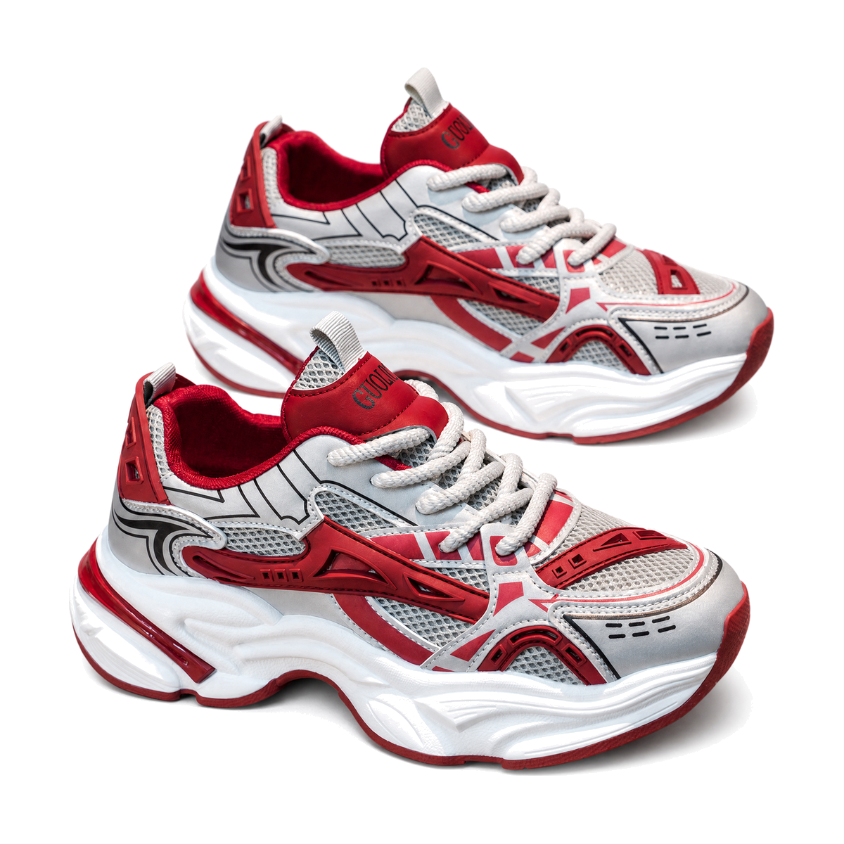 Silver & Brown Mesh Running Shoes for Men