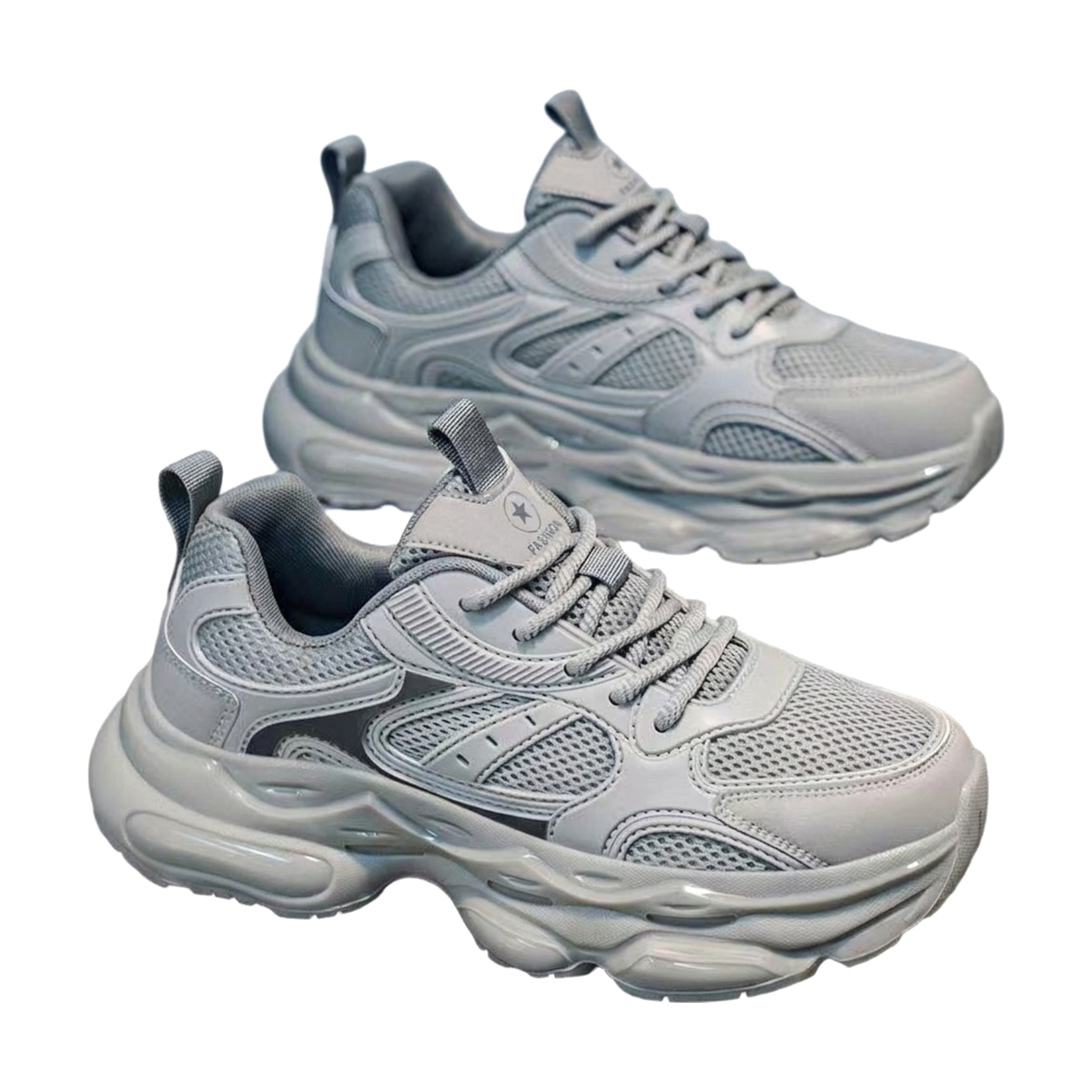 Men's Sage Green & Silver Mesh Running Shoes