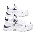 Men's White and Silver Mesh Platform Sneakers