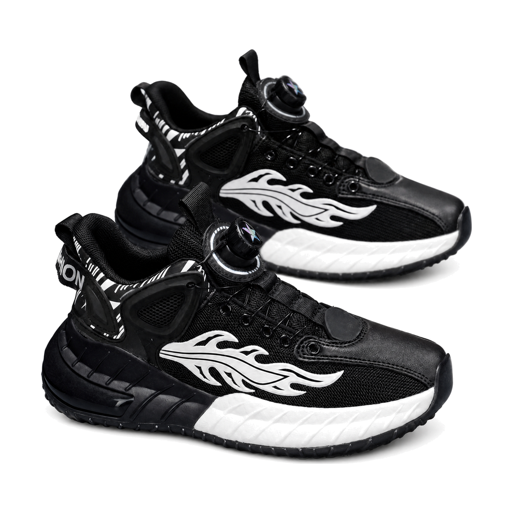 White, Black & Silver Men's Platform Slip-Ons