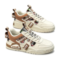 Men's Retro Platform Sneakers - White & Beige