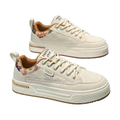 Men's White & Beige Retro Sneakers