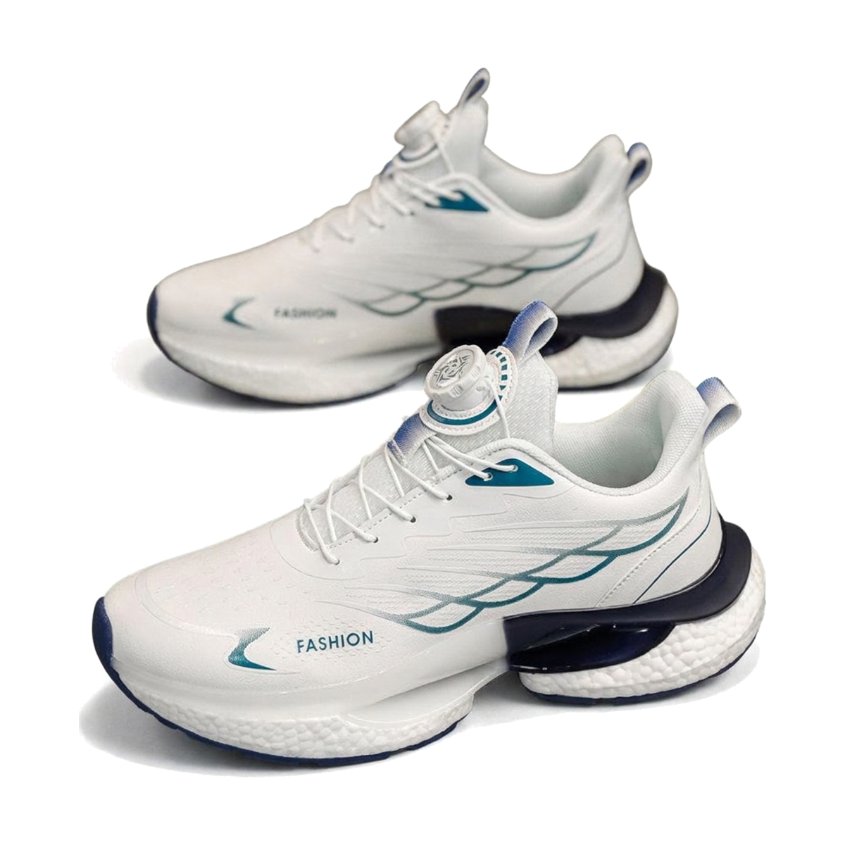 Men's White & Olive Running Shoes
