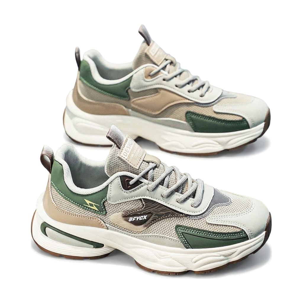 Men's White & Silver Mesh Platform Sneakers