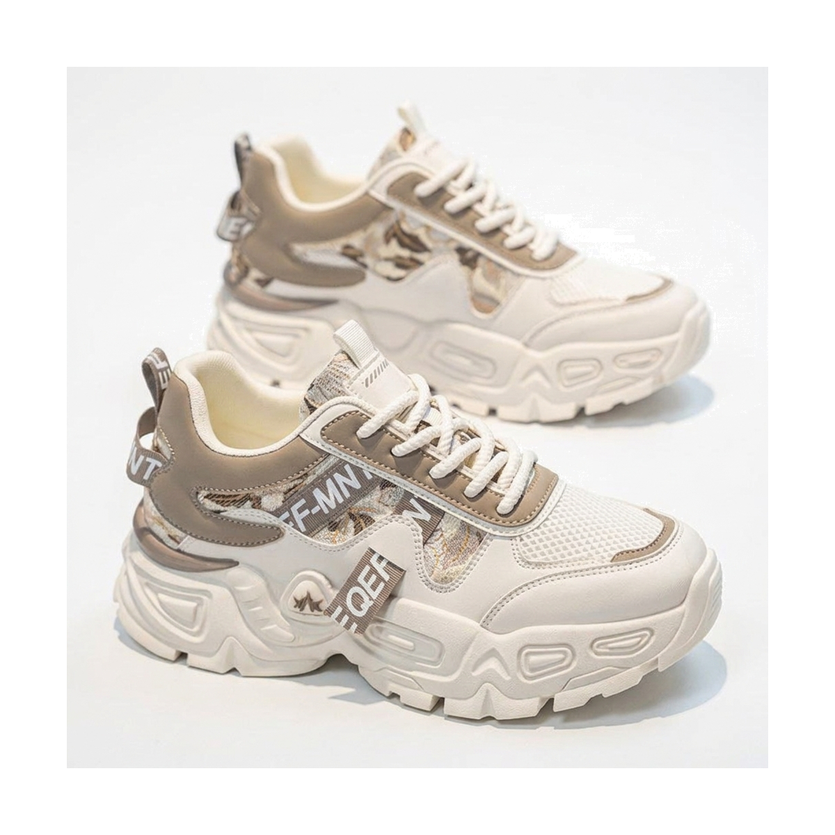 Men's White & Silver Platform Sneakers