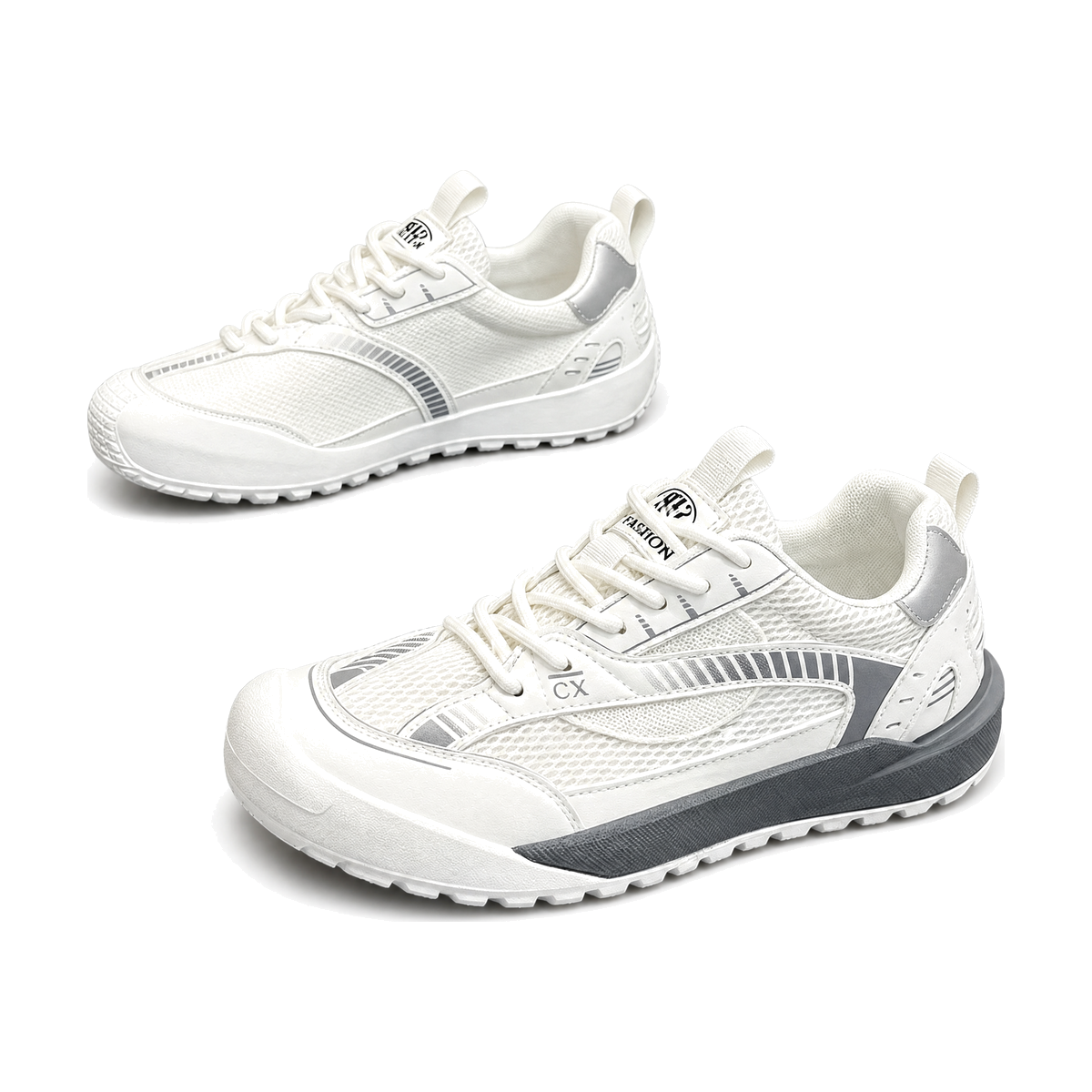 Men's White, Navy & Gray Retro Mesh Sneakers