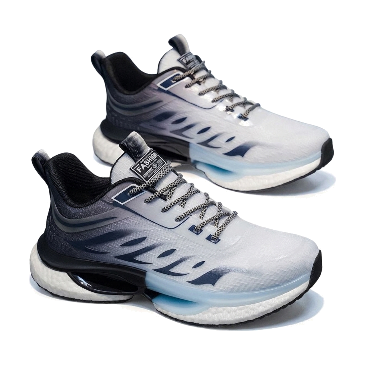 White, Silver & Black Men's Mesh Sneakers