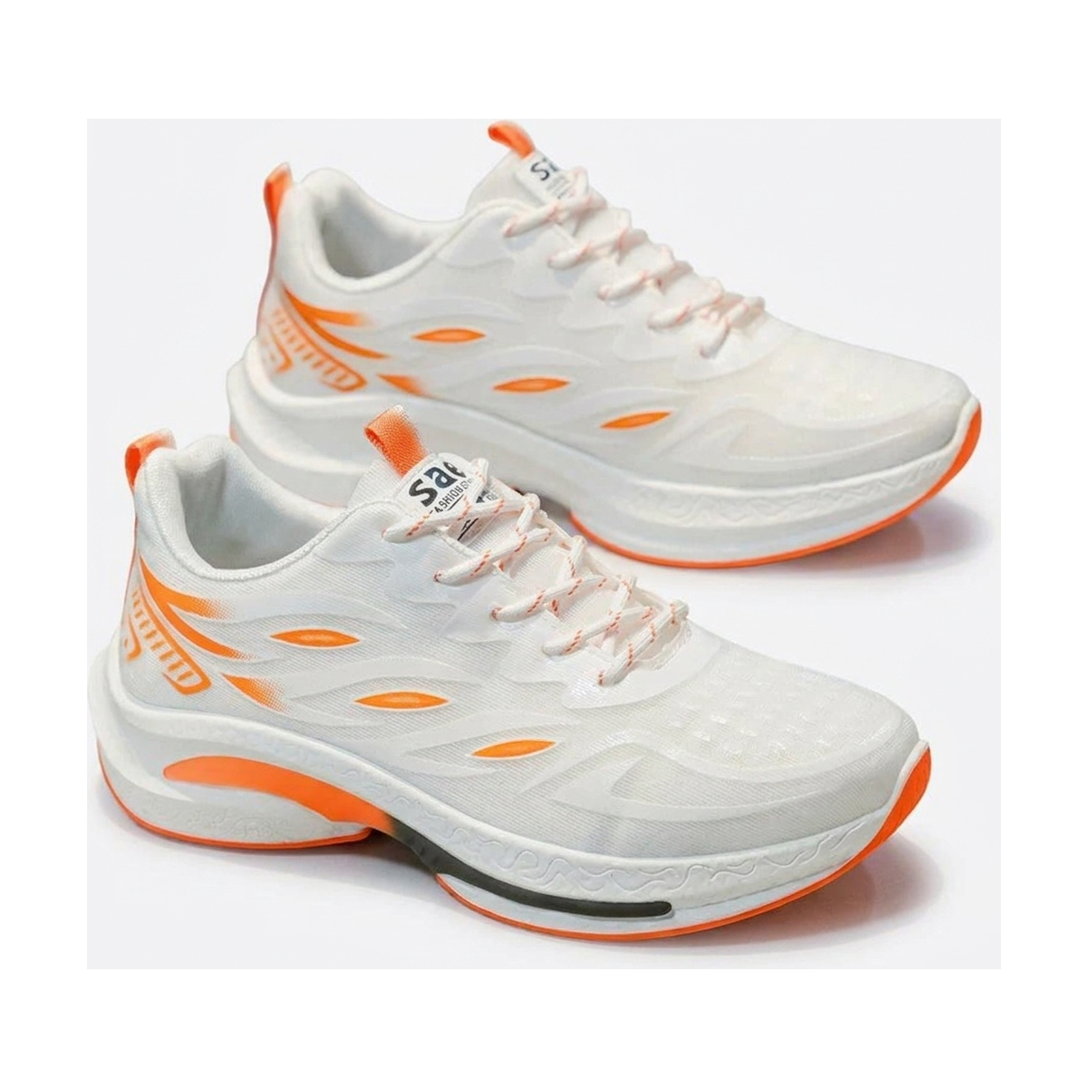 Men's White & Silver Mesh Platform Sneakers