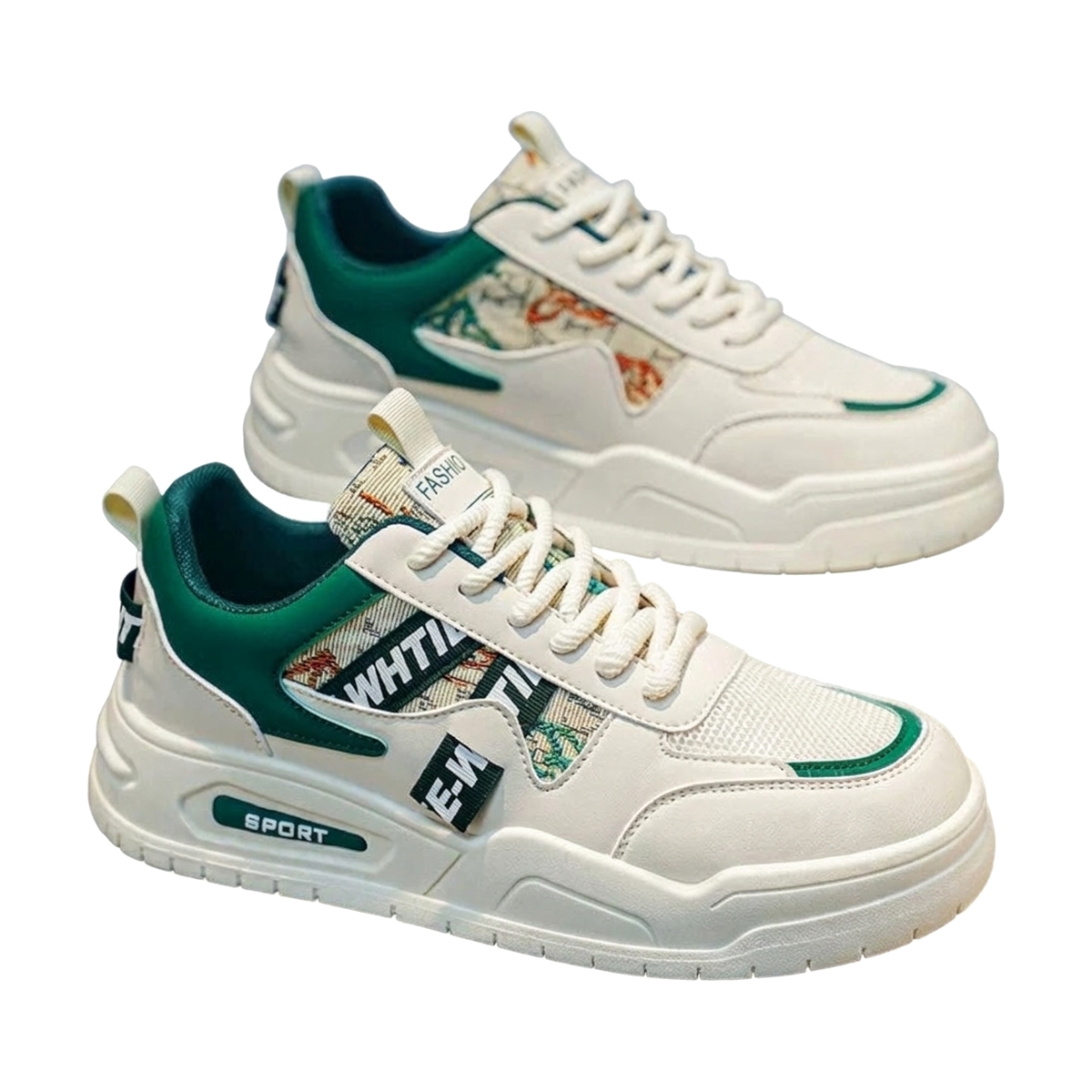 Men's White and Silver Retro Mesh Sneakers