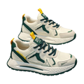 Men's White and Silver Mesh Platform Sneakers