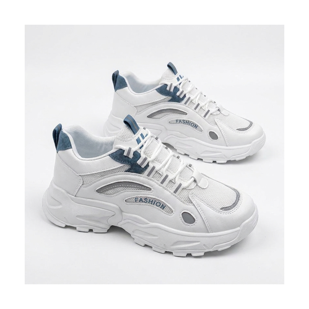 Men's White & Silver Mesh Platform Sneakers