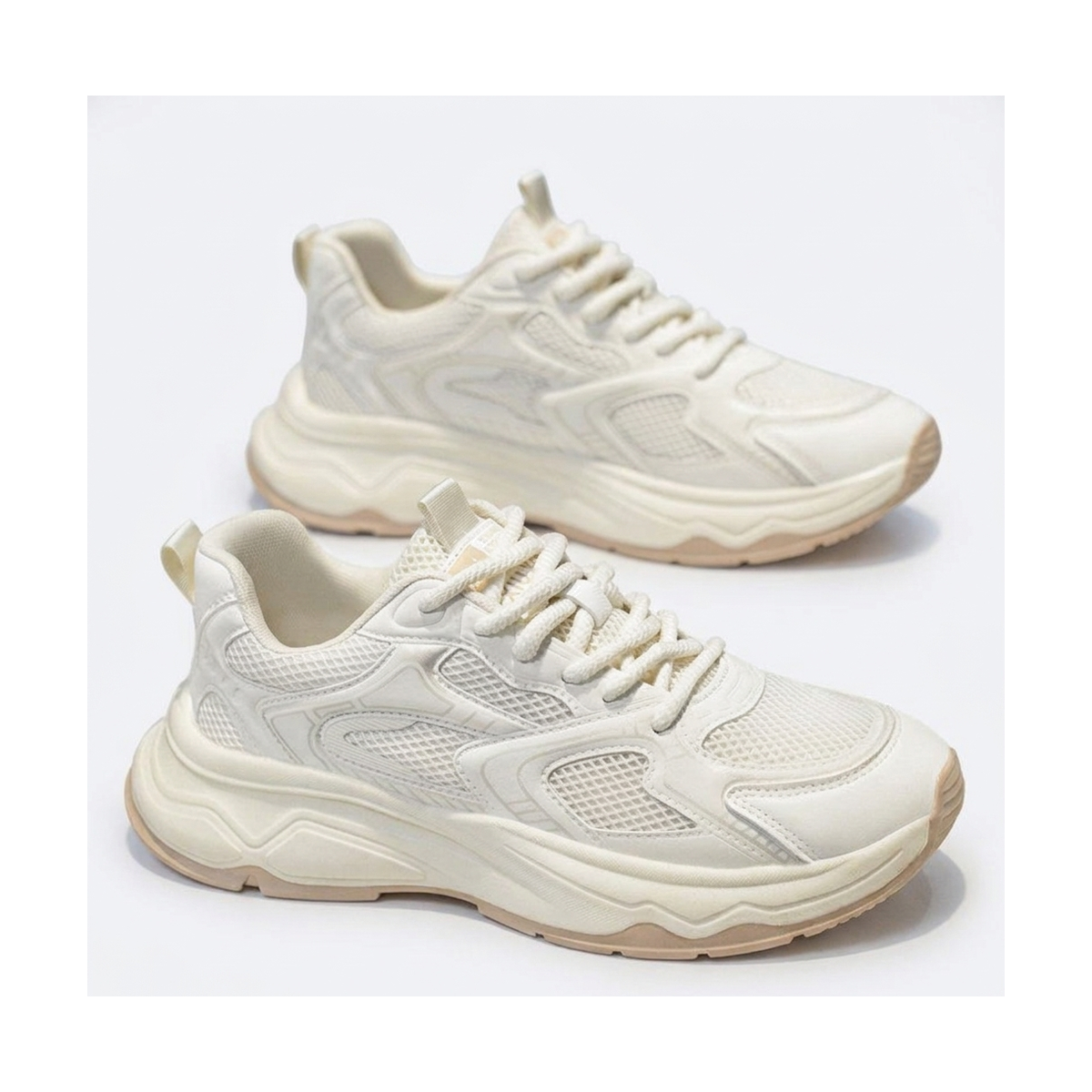 Men's White & Silver Mesh Running Shoes