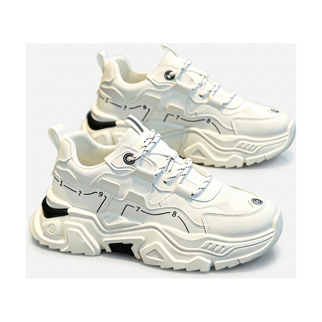 Men's White and Silver Platform Sneakers