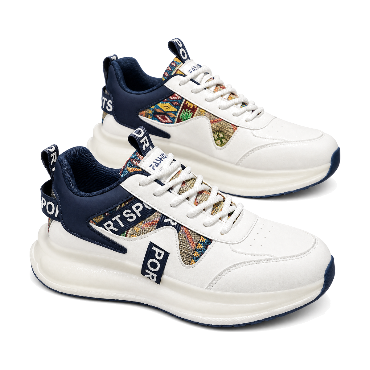 Men's White & Silver Platform Sneakers