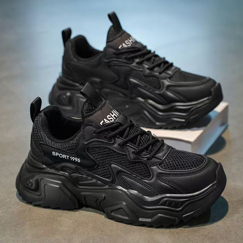 Men's Black and Navy Mesh Platform Sneakers