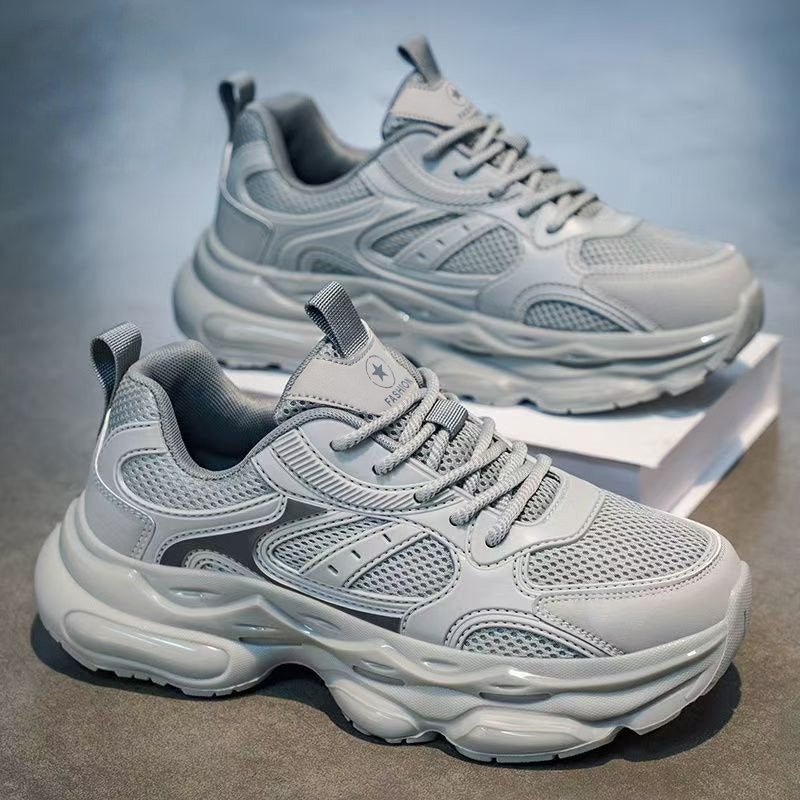 Men's Sage Green & Silver Mesh Running Shoes