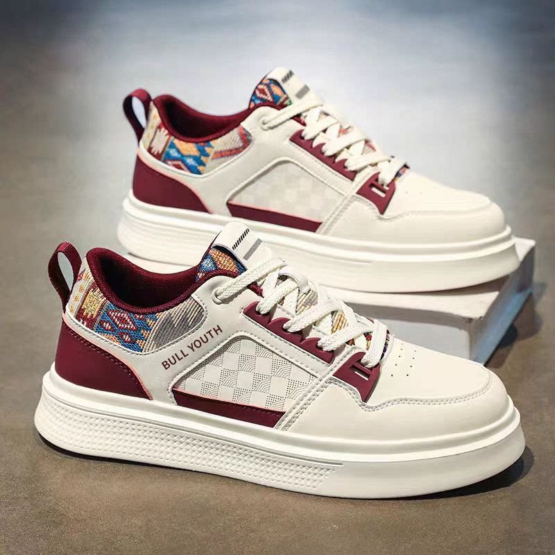 Men's Retro Platform Sneakers in White & Silver