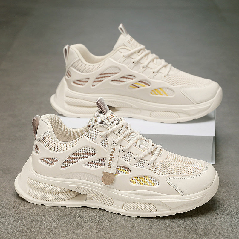 Men's Mesh Platform Sneakers in Neutral Tones