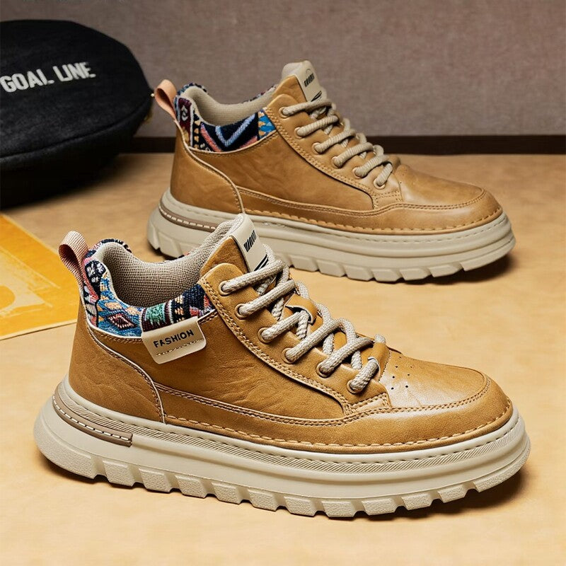 Men's Tan & Brown Platform High-Tops
