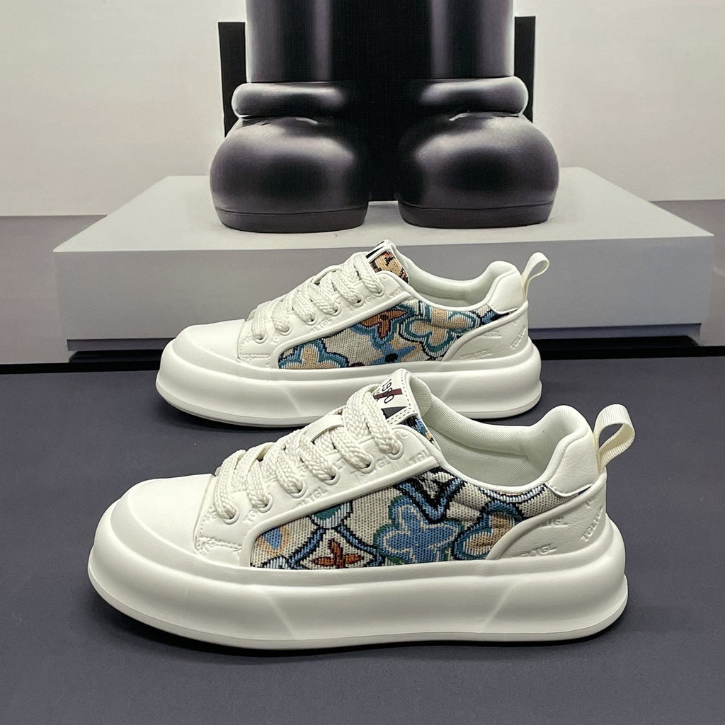 Men's Cream & Green Canvas Sneakers