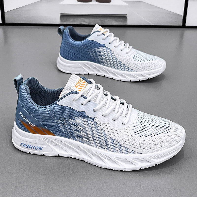 Men's White and Silver Mesh Running Shoes