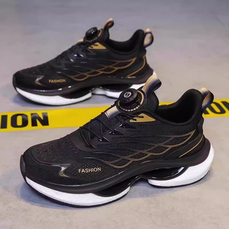 Black, Navy & Beige Men's Running Shoes